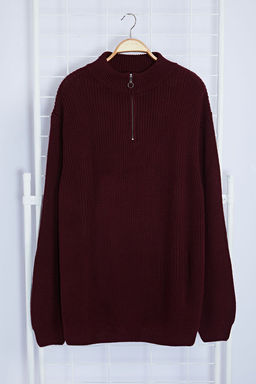 TRENDYOL MAN Bordo Regular Yar?m Bal?kc? Yaka Duz Triko Buyuk Beden Kazak TMNAW24AN00008 - Trendyolmilla фото 9