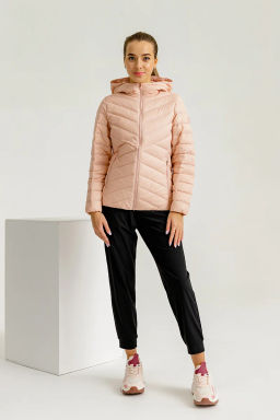 Пуховик лёгкий с капюшоном Персиковый - Anta sport фото 4
