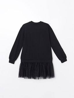 Bisiklet Yaka Kuromi Bask?l? K?z ?ocuk Elbise