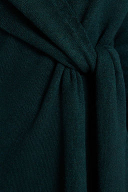 Zumrut Yesili Yumusak Dokulu Midi Triko Kruvaze Yaka Baglamal? Elbise TWOAW21EL0260