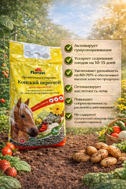 Цена за 2 шт. Перегной конский 2кг гранулированный FLORIZEL