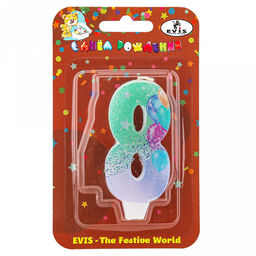 Свеча для торта "День рождения-22" 4,4х1,2х7,7см, парафин, "Цифра 8" (Россия)