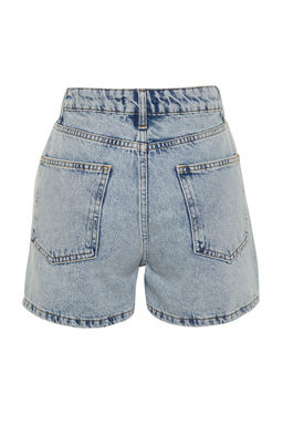Ac?k Mavi Yuksek Bel City Boy Denim Sort TWOSS23SR00199