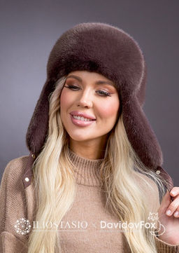 Шапка Ушанка экомех браун