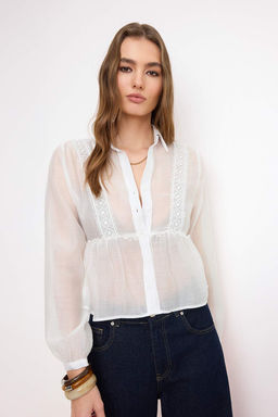 Beyaz Dantel Garnili Ince Gomlek TWOSS26GO00061