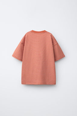 CAMISETA RAYAS TEXTO BORDADO / Teja - Zara фото 3