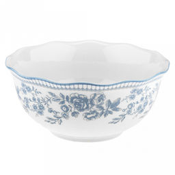 "Утренняя лазурь" Салатник фарфоровый 1,5л, д20,3см, h9,3см, волнистый край, отводка, белый (Китай)