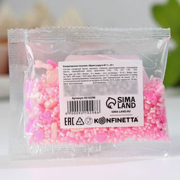 Посыпка кондитерская фигурная Сердечки и розы: белая, розовая, красная, 25 г. - Simaland фото 2