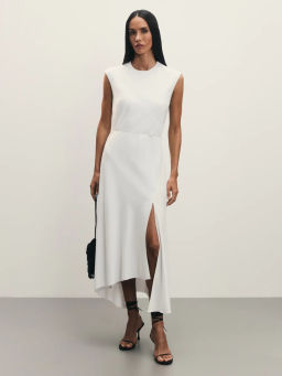 Асимметричное платье из вискозы и льна с разрезом / Zarina