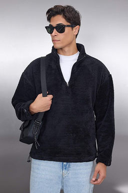 Siyah Regular/Normal Kesim Fermuarl_ Stoperli S_cak Tutan Pelu_ Sweatshirt TMNAW22SW0618