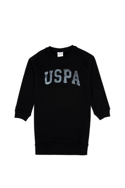 K_z _ocuk Siyah Payet Detayl_ Bisiklet Yaka Sweat _rme Elbise Sepette S_rpriz _ndirim - U.s. polo assn фото 2