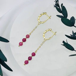 Серьги из длинные из Корунда Рубин