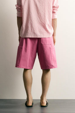 BERMUDA CARGO LAVADA RELAXED FIT / Magenta - Zara фото 3
