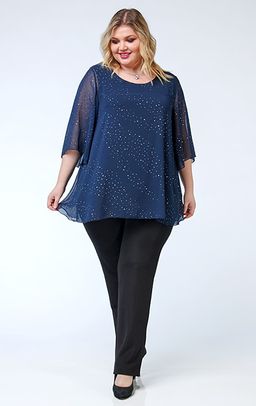 Очаровательная туника свободного силуэта из шифона серебряный дождь и вискозного трикотажа - Ckc collections фото 2