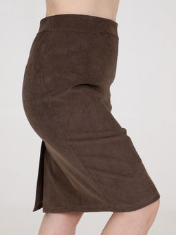 Юбка классическая из вельвета коричневая