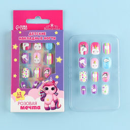 Детские накладные ногти «Розовая мечта», 12 шт.