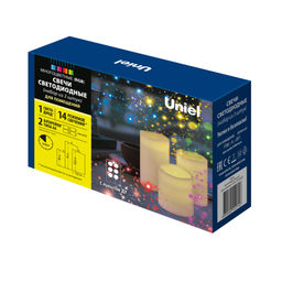 ULD-F052 RGB RC CANDLE SET3 Фигура светодиодная Свеча на батарейках 2АА (не в/к), в составе набора из 3 штук. 1 светодиод. RGB свет. Пульт ДУ (в/к). TM Uniel
