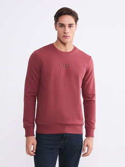 Bisiklet Yaka Bask?l? Erkek Sweatshirt