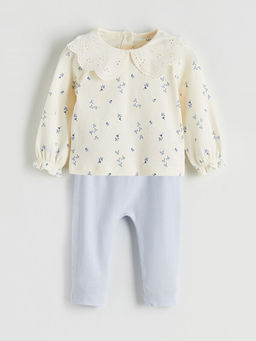 Bask?l? K?z Bebek Bluz ve Tayt