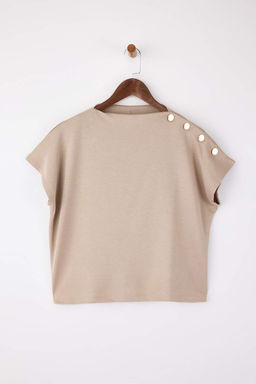 Tas Regular/Normal Kal?p Dik Yaka Aksesuar Detayl? Crop Soft Touch Orme Bluz TWOSS26BZ00021