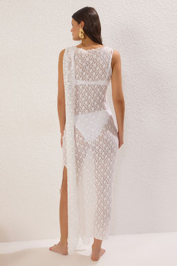 Ekru Orme Y?rtmacl? Maxi Plaj Elbise TBESS25EL00089 - Trendyolmilla фото 4