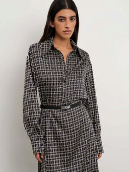 Платье-рубашка миди с принтом - Emka фото 2