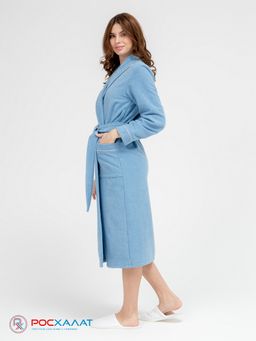 Женский махровый халат с кантом голубой МЗ-32 (62)