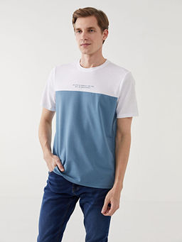 Bisiklet Yaka K?sa Kollu Renk Bloklu Erkek Ti??rt