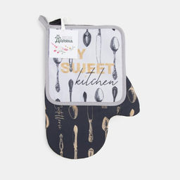 Набор кухонный Приборы, варежка-прихватка 20х28см, прихватка 17х17см, 35% х/л,65% п/э - Доляна фото 2