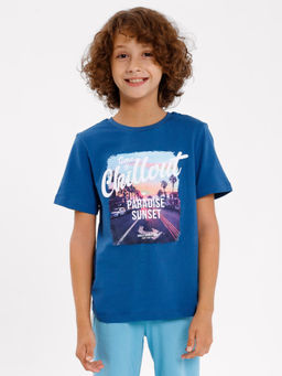 Комплект для мальчиков (джемпер, шорты) сине-голубой с печатью - Mark formelle фото 3