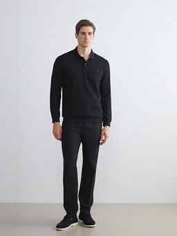 Polo Yaka Uzun Kollu Erkek Sweatshirt