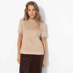 Водолазка из экозамши, Фирменное приветствие (песочная) - Charutti фото 4