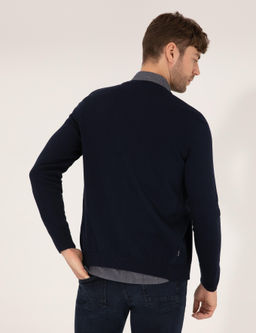 Lacivert Slim Fit Basic D__meli Triko H_rka