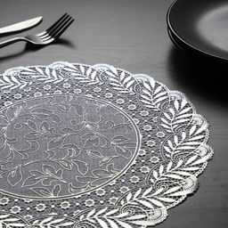 Набор салфеток ажурных для стола Доляна Подсолнухи, 3030 см, 4 шт, ПВХ, цвет серебряный  фото 5