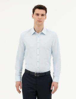 A__k Mavi Slim Fit Uzun Kollu G_mlek