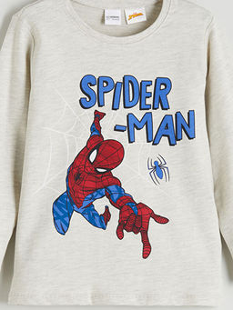 Bisiklet Yaka Spider-Man Bask?l? Erkek ?ocuk Pijama Tak?m?
