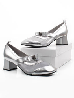 06-H36A-55C GREY/SILVER Туфли женские (натуральная кожа)