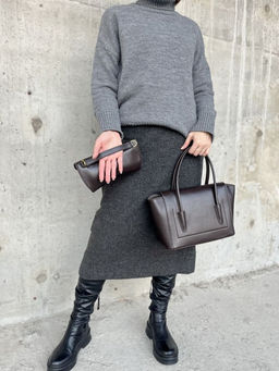 Женская кожаная сумка с клатчем 509286 Кофе