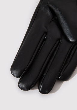 Suni Deri Siyah Eldiven - Mavi фото 2