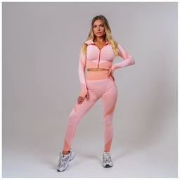 Легинсы женские спортивные ONLYTOP, размер 46 (L), цвет розовый, бежевый