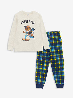 Bisiklet Yaka Ekose Uzun Kollu Erkek ?ocuk Pijama Tak?m?