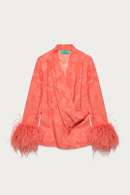 CAMISA CRUZADA PLUMAS MARISA BERENSON X ZARA / Rojo / Naranja