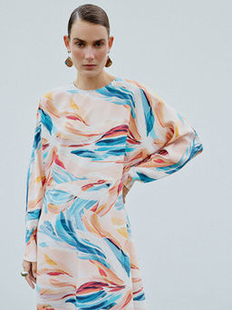 Bisiklet Yaka Desenli Elbise