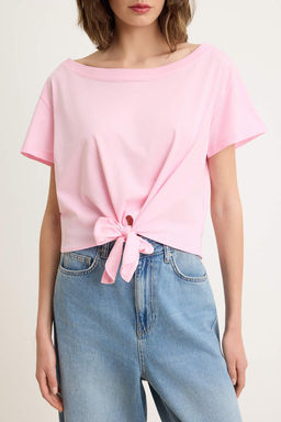 Siyah Duz Relaxed Asimetrik Yaka Dusuk Kol K?sa %100 Pamuk Orme T-Shirt TWOSS26TS00248 - Trendyolmilla фото 7