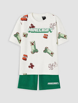 Minecraft Bask?l? Erkek ?ocuk ?ortlu Pijama Tak?m?