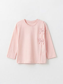 Bisiklet Yaka Fiyonk Detayl? K?z ?ocuk Ti??rt