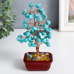 Бонсай декоративный «Денежное дерево с бирюзой», 60 камней, 16×7.5×5.5 см