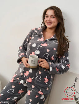 Женская пижама теплая с принтом - Bruno фото 3