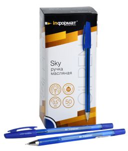 Цена за 5 шт. Ручка масляная INFORMAT SKY синяя, игловидный наконечник, 0,5 мм