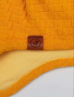 Шапка весенняя/осенняя вязаная (Горчица) с помпоном КОДИ - Jumbi фото 2